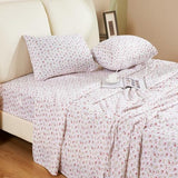 Twin Bed Sheet Set 3PC Printed Red Cute Flower Sheet Pattern Cooling Brushed Microfiber Deep Pocket Floral Sheets Set Luxury, Soft, Breathable, Hypoallergenic, Wrinkle Free Single Bedding for Kids KACEMOO