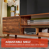 WLIVE TV Stand for 55 60 inch TV, Mid Century Modern TV Console, Entertainment Center with Storage for Living Room, Retro Brown WLIVE