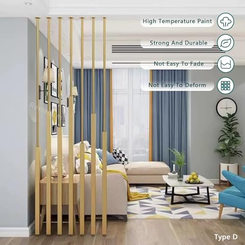 Ceiling to Floor Partition Post/Room Dividers Metal Slats，5/8/10pcs Privacy Screen Post Wall Poles Columns for Room Separation，No Drill Installation(5pcs,275cm/108in/9ft) Renmlion