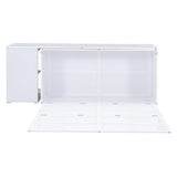 GDFStudio Boden Queen Size Murphy Bed, Queen Size Murphy Bed with 2 Storage Shelves, Solid Wood Frame with Rotable Desk, Resembles as Storage Cabinet, Space Saving Design for Small Space Dorm, White GDFStudio