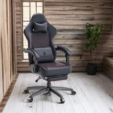 Dowinx Gaming Chair Breathable PU Leather Gamer Chair with Pocket Spring Cushion, Ergonomic Computer Chair with Massage Lumbar Support,Adjustable Swivel Task Chair with Footrest(Black) Dowinx