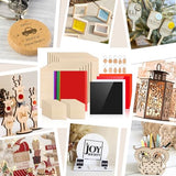Adrattnay Laser Material Explore Kit, 170PCS Laser Engraving Supplies for Crafting,17 Kinds Blanks Includes Basswood, Birch, Acrylic, Leather, Metal for Engraver Machine Adrattnay