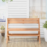 Giantex Folding Teak Wood Outdoor Bench - 2-Person Patio Seat with Elegant Design for Garden and Poolside Giantex