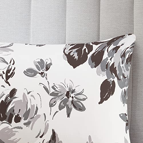 Intelligent Design Dorsey Comforter Reversible Flower Floral Botanical Printed Ultra-Soft Brushed All Season Bedding-Set, Full/Queen, Black/White 5 Piece Intelligent Design