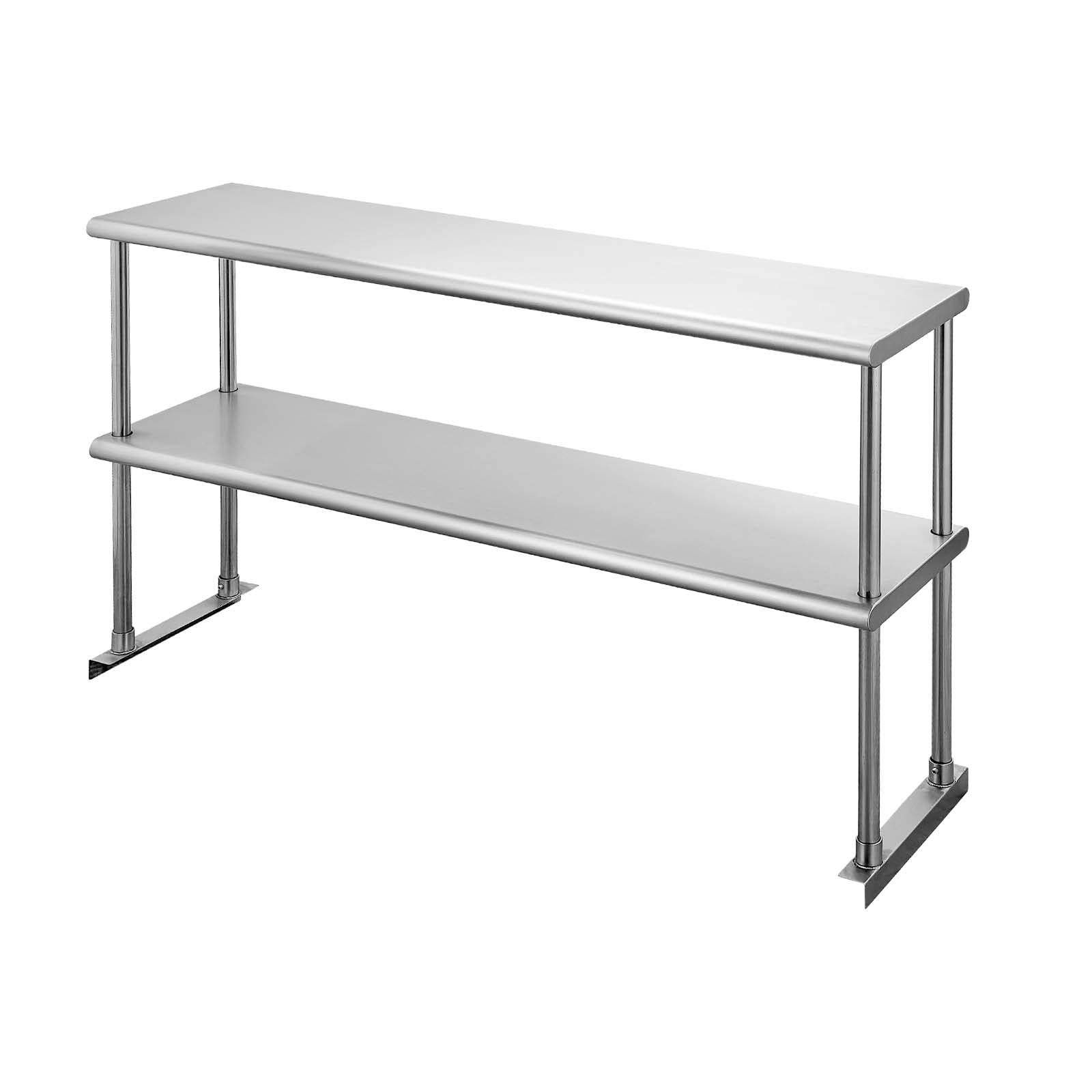 Hally Double Overshelf of Stainless Steel 12'' x 48'' Weight Capacity 380lb, Commercial 2 Tier Shelf for Prep & Work Table in Restaurant, Home and Kitchen - WoodArtSupply