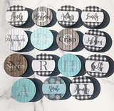 Personalized Coasters for Drinks CustomCoaster Set Monogrammed Initial Name Housewarming Gift Handmade by The Painted Pug (Dk Brown Barnwood) The Painted Pug