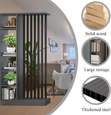 Wall Room Divider with Storage Shelves, Modern Freestanding Room Divider Screen, Open Room Wood Partition for Home & Office Decor (White + Black, 55" L x 9.5" W x 79.5" H) URMUYJJ