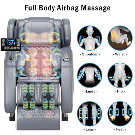 2026 Full Body Massage Chair - Zero Gravity Heated Shiatsu Massage - Lumbar/Calf Heat Relieve Sitting Back Pain, 8 Back Rollers, Extendable Footrest - Relieve Back Pain for Office Workers/Athletes DOVRYTHEN
