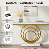 Tribesigns 41-Inch Gold Entryway Table, Modern Console Table Narrow Long, Contemporary Accent Table for Living Room, Hallway, Entrance, Faux Marble Veener Top Tribesigns