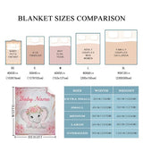 Custom Elephant Baby Blanket for Girls Women Pink Flowers Personalized Blanket with Name Soft Flannel Lightweight Throw Blankets for Bedding Practical Gifts Medium 60×50in for Teen Lokesvararaja