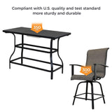 Grand Patio 5-Piece Swivel Bar Set with Ice Bucket - Faux Wood Grain Dining Table for Outdoor Spaces Grand patio