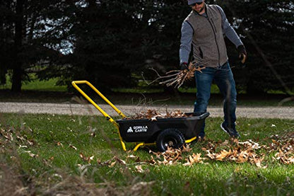 Gorilla Carts GCR-4 Poly Dump Cart, 2-Wheel Garden Wagon with Foldable Handle, 4 cu ft, 300 lb. Capacity, Black/Yellow