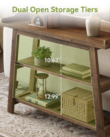 LITTLE TREE Solid Wood Entryway Table, 45" Narrow Console Table for Entryway, 3-Tier Modern Farmhouse Behind Couch Sofa Table with Raised Sided Back Panel for Entrance, Entry, Hallway, Dark Brown LITTLE TREE