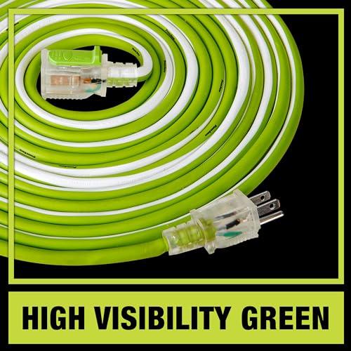 PowerSmith Heavy Duty Extension Cord 100 ft 12/3 Lighted Locking Outdoor SJOOW Rubber Jacket, 5 Year Warranty POWERSMITH