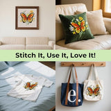HTVRONT Embroidery Kit for Beginners, Butterfly Embroidery Kits with Step-by-Step Video Tutorials, Simple 6 Stitches Beginner Embroidery Kit for Adult Crafts