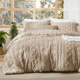 Bedsure Tufted Boho Comforter Set Full Size - Khaki Boho Bed Set, GentleSoft™ 3 Pieces Farmhouse Shabby Chic Embroidery Bedding, Gifts for Woman, Soft Jacquard Full Comforter for All Seasons Bedsure