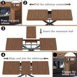 Extendable Dining Room Table for 4 6 8, 55"-70.9" Kitchen Table Rectangle Wood, Expandable Dining Table with Hidden Storage, Space Saving Farmhouse Kitchen Table for Kitchen Dining Living Room MECHYIN