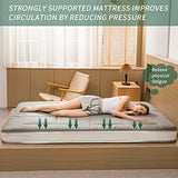 MAXYOYO Futon Mattress, Padded Japanese Floor Mattress Quilted Bed Mattress Topper, Extra Thick Folding Sleeping Pad Breathable Floor Lounger Guest Bed for Camping Couch, Dark Grey, Queen MAXYOYO