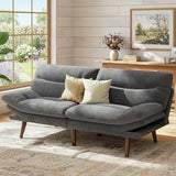Marsail 66.1" Futon Sofa Bed, Corduroy Convertible Futon Couch with Adjustable Backrest & Armrests, Small Sleeper Sofa Loveseat for Small Apartments, Study Room, Office, Grey Marsail