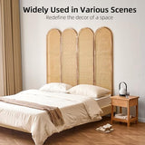 Aletheiawu Room Divider and Folding Privacy Screen 5.6 Ft Rattan Room Divider with Double Hinges, Foldable Wood Partition Screen, Freestanding Wall Divider for Room Separation Home - 4 Panel Natural Aletheiawu