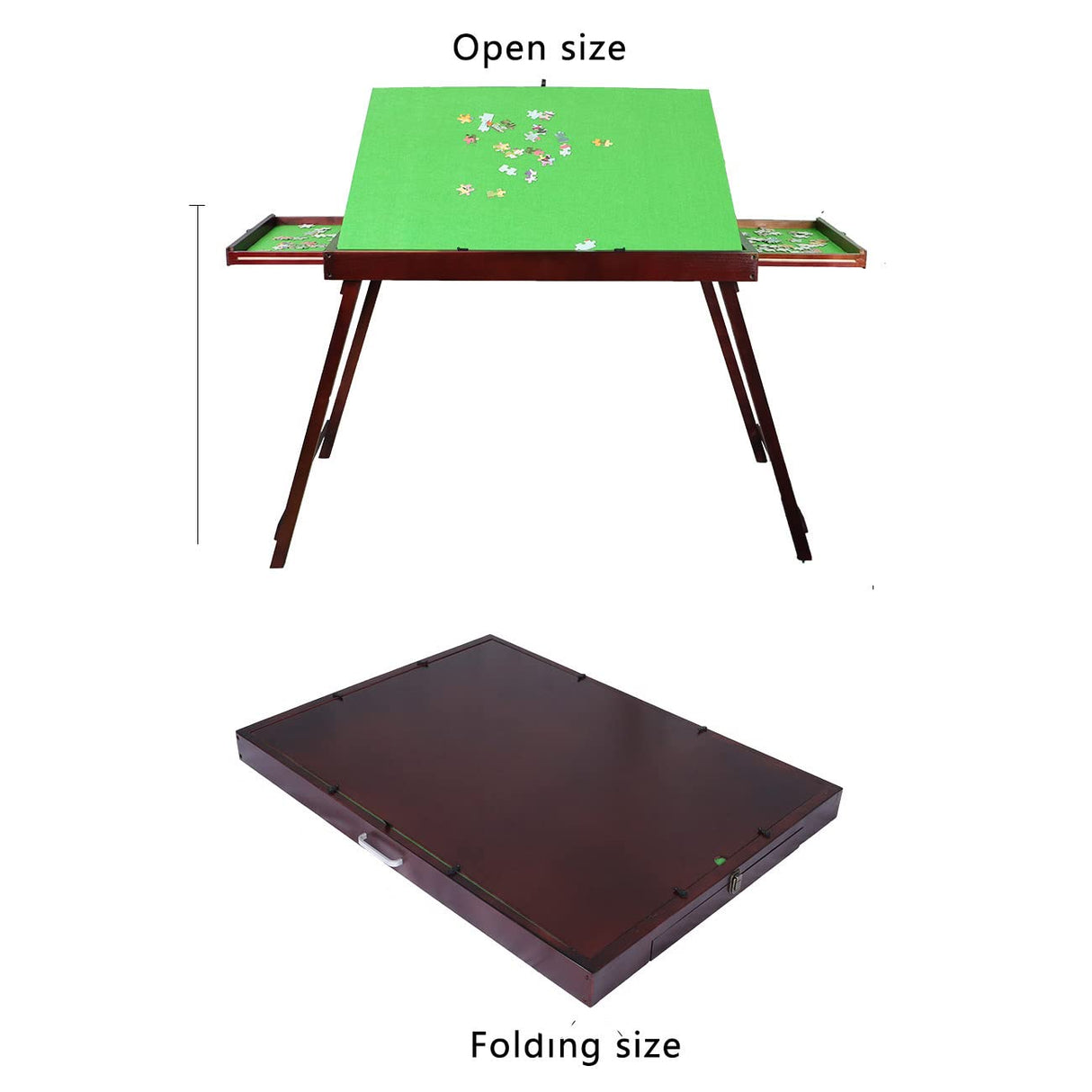 Kcelarec Wooden Jigsaw Puzzle Table with 2 Drawers for Puzzle Amateur,Large Portable Folding Puzzle Table with Tilting Non-Slip Surface,Jigsaw Table for 1500 Pcs Puzzles Kcelarec