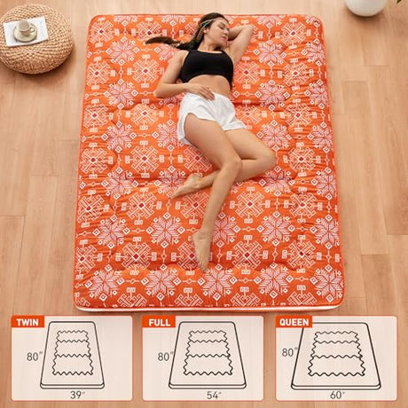 Dr.Futon Japanese Floor Futon Mattress Extra Thick Folding Roll Up Bed Topper Mat for Guest,Lounger and Tavel Dr.Futon
