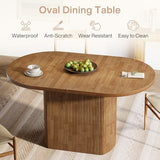 Tribesigns 47.24 Inch Oval Dining Table for 4, Rustic Wooden Kitchen Table with Wooden Base, Small Dinner Table for Dining Room, Kitchen, Living Room, Brown Tribesigns
