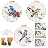 GLTAYLMY 3 Sets Embroidery Kit for Beginners Needlepoint Cross Stitch Kits for Adults,Stitch Learning DIY Kit with Easy Instruction,Stamped Bird Embroidery Patterns,Hoop,Threads,Sewing Hobby