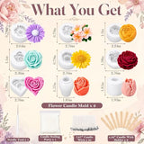 Defresit 13 Pcs Flower Candle Molds Set, Reusable Rose Tulip Daisy Candle Making Molds, Flower Silicone Mold Making Kit for Candles, Soaps, Resin Crafts, DIY Craft Gift for Mother’s Day, Beginners