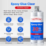 Clear 2 Part Epoxy Glue ClearWeld Waterproof Plastic Weld Adhesive to Metal, Plastics, PVC, Wood, Concrete, Ceramic, Fiberglass Surface Repair, Fishing rods, Wood Furniture, Automotive, DIY (1) Flinemon