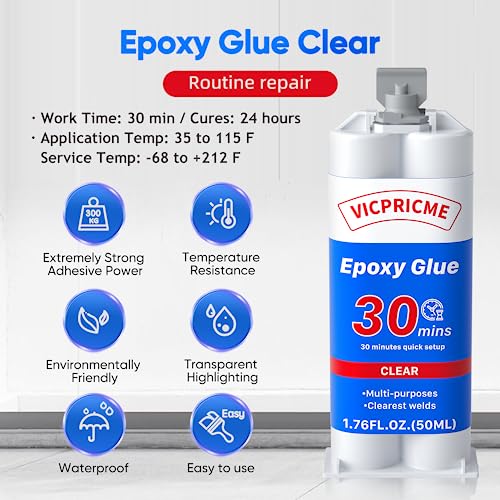 Clear 2 Part Epoxy Glue ClearWeld Waterproof Plastic Weld Adhesive to Metal, Plastics, PVC, Wood, Concrete, Ceramic, Fiberglass Surface Repair, Fishing rods, Wood Furniture, Automotive, DIY ( - WoodArtSupply