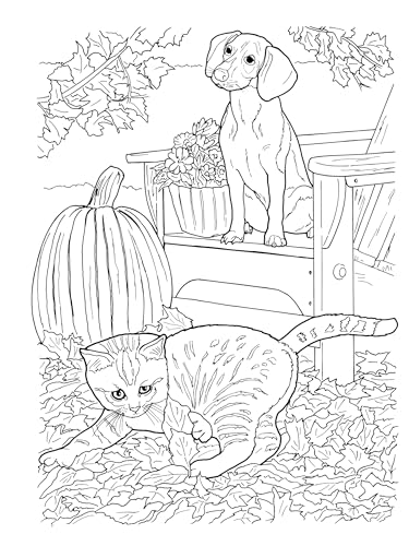 Creative Haven Lovable Cats and Dogs Coloring Book: Relax & Unwind with 31 Stress-Relieving Illustrations (Adult Coloring Books: Pets) Dover Publications