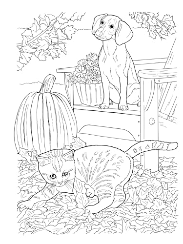 Creative Haven Lovable Cats and Dogs Coloring Book: Relax & Unwind with 31 Stress-Relieving Illustrations (Adult Coloring Books: Pets)