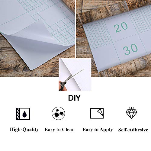 Decoroom Wood Wallpaper 17.71''×118'' Shiplap Peel and Stick Wallpaper Rustic Wood Grain Contact Paper Removable Self Adhesive Distressed Vinyl Film Roll for Table Cabinets Shelf Liner Decorative Decoroom