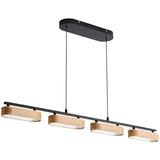 Glimchase 43.3" Linear Island Lights for Kitchen, 32W Wood Chandeliers for Dining Room, LED Rustic Dimmable Lighting Fixture for Farmhouse, 4-Light Pendant Lights for Kitchen Island Over Table Glimchase