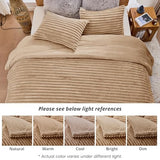 Sasttie Twin/Twin-XL Comforter Set 2 Pieces - Super Soft Fleece Comforters Twin/Twin-XL Size, 1 Luxury Warm Fuzzy Marshmallow Comforter with 1 Pillow Case, Faux Fur Bedding Set, Brown Sasttie