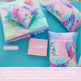 RYNGHIPY Mermaid Twin Girls Bedding Set, Colorful Rainbow Kids Girls Comforter Set with Sheets Soft and Lightweight, 6 Pieces Teen Girls Bed in a Bag RYNGHIPY