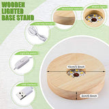 Honoson 8 Pcs Wooden LED Display Base Lighted Base for Crystal Art Wood Display Lighted Base for Glass Art LED Lighted Base for Display 3D Crystal Glass Warm Light (Round Surface Style) Honoson