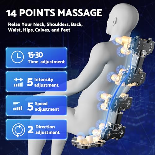 Massage Chair, Zero Gravity Full Body Massage Chair, Shiatsu Recliner with 14 Massage Points, Lumbar & Calf Heating, 20 Auto Modes, Spacious Massage Area, Bluetooth Speaker, Touch Screen Controller Mazzup
