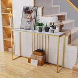 Wisfor Sintered Stone Console Table: White Entryway Table with Golden Frame - Modern Narrow Table Behind Sofa - Long Table for Hallway Foyer, 47.2x11.8x30.9 inch Wisfor