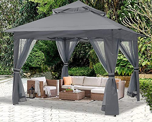 ABCCANOPY Pop Up Gazebo 13x13 - Outdoor Canopy Tent with Mosquito Netting for Patio Garden Backyard(Gray) ABCCANOPY