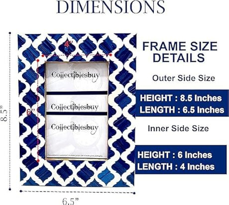 collectiblesBuy Blue & White Picture Frame Bone Inlay Moorish Moroccan Design Tabletop Home Decor Rectangular for tables or console decor collectiblesBuy
