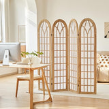 Asnefeli 4 Panel Japanese Room Divider, Shoji Style Partition Divider, Fully Assembled Wooden Privacy Screen for Home Office Bedroom Apartment Decoration, Natual Asnefeli