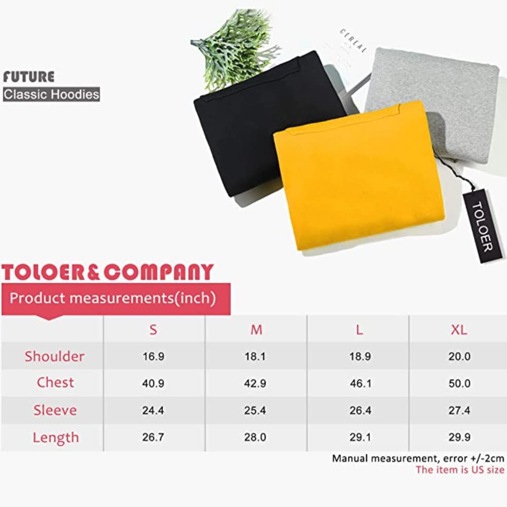 TOLOER Men's Hoodies Pullover Slim Fit Solid Color Sports Outwear Sweatshirts White Large TOLOER