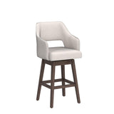 Kmax 28" Fabric Counter Height Bar Stools Swivel Farmhouse Bar Stools with Wood Legs Open Back Footrest for Kitchen Island, Set of 2- Cream Kmax