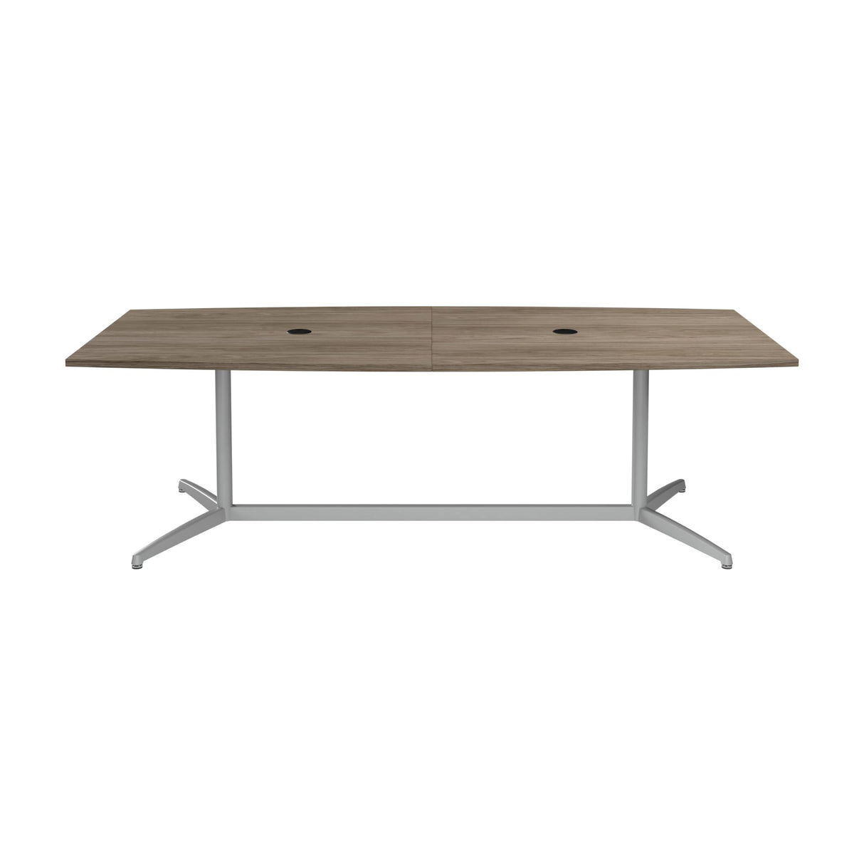 Bush Business Furniture Conference Table for 6-8 People with Sturdy Metal Base in Modern Hickory | Boat Shaped 8 Foot Meeting Desk for Office Boardrooms | 96Wx42D Bush Business Furniture
