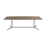 Bush Business Furniture Conference Table for 6-8 People with Sturdy Metal Base in Modern Hickory | Boat Shaped 8 Foot Meeting Desk for Office Boardrooms | 96Wx42D Bush Business Furniture