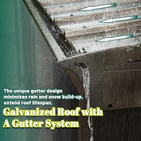 Domi 12x14FT Wall Mounted Sunroom, Against Wall Solarium with Galvanized Steel Sloping Roof, Detachable PVC Screen, Lockable Sliding Front and Side Doors, Lean-to Gazebo Sun Room for Deck Patio domi outdoor living