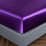 Homiest 4pcs Satin Sheets Set Luxury Silky Satin Bedding Set with Deep Pocket, 1 Fitted Sheet + 1 Flat Sheet + 2 Pillowcases (Full Size, Purple) Homiest