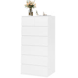 FOTOSOK 7 Drawer Dresser, White Dresser Tall Dresser, 23.6W x 15.7D x 46.7H in White Chest of Drawers with Large Storage Space for Home FOTOSOK